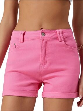 Women's Pink High-Rise Casual Shorts